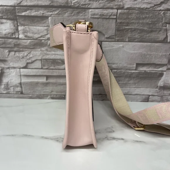 Michael Kors Briley Crossbody MK Signature Logo Jacquard Pink & White - Picture 6 of 10